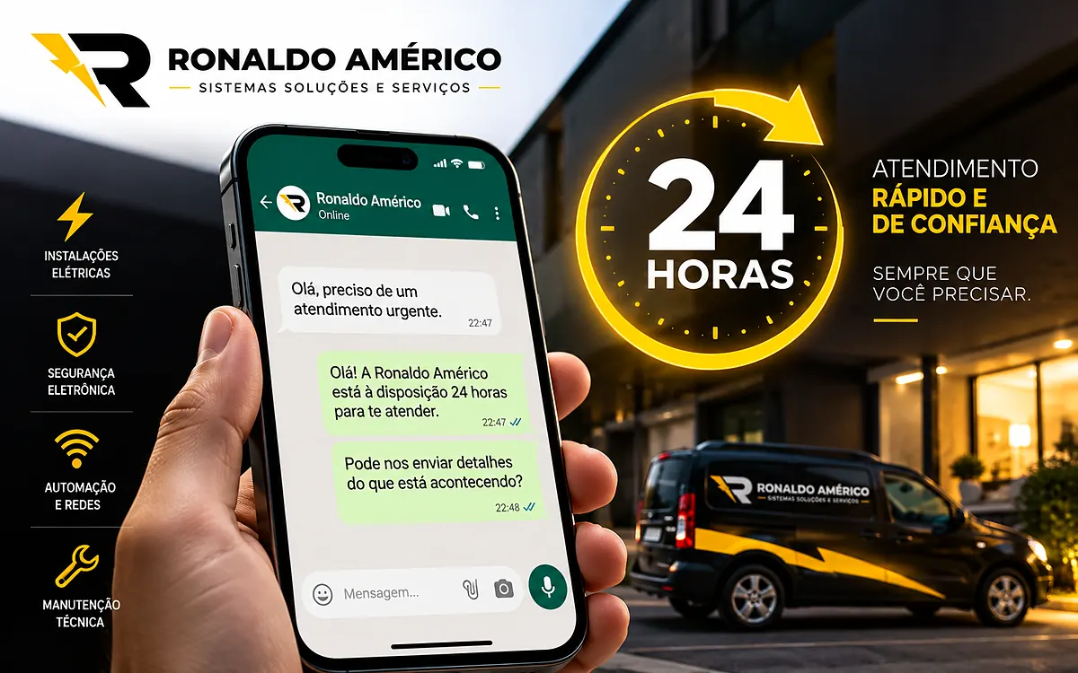Arte ilustrativa: pedido de eletricista 24 horas pelo WhatsApp na Zona Norte de São Paulo
